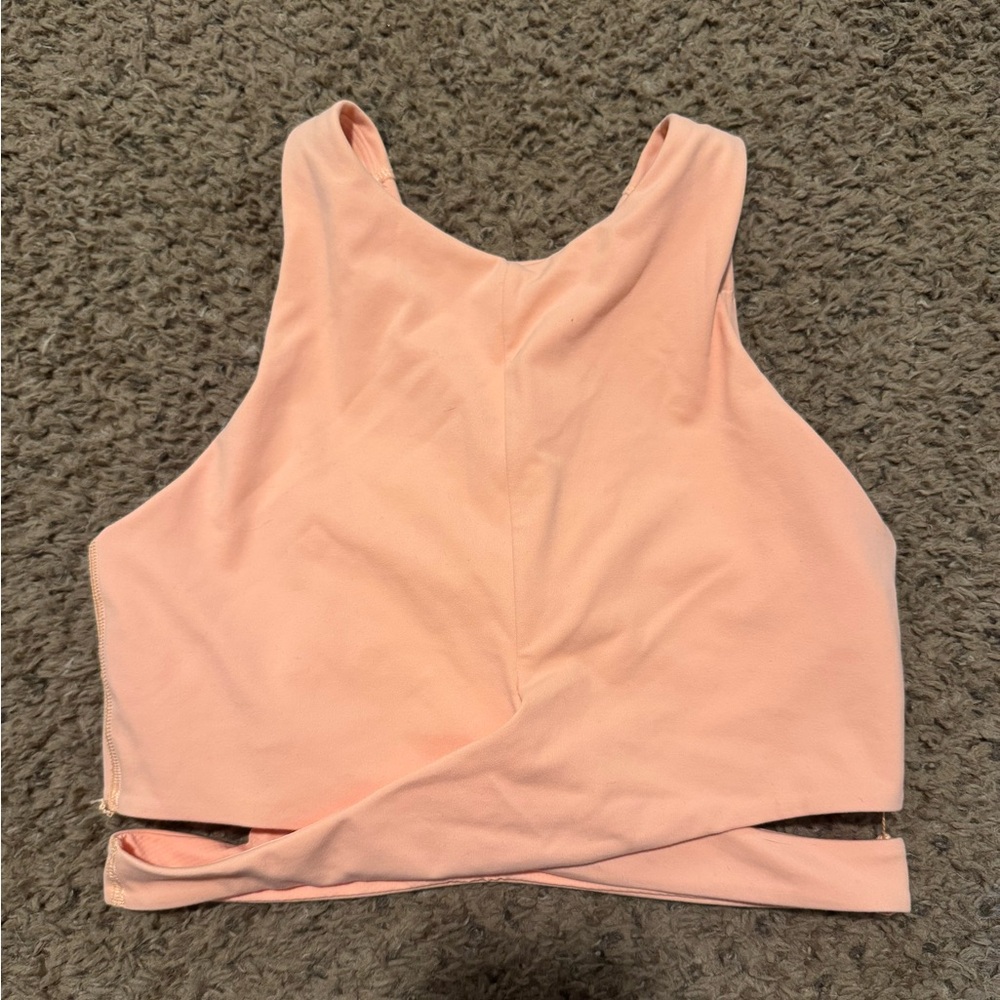 Athleta Orange Pink Crop Tank Top with Wrap Detail